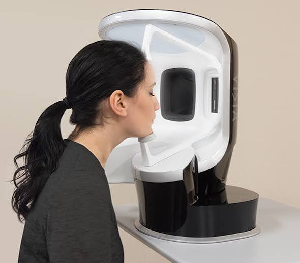 Patient using the VISIA 3D skin analysis device